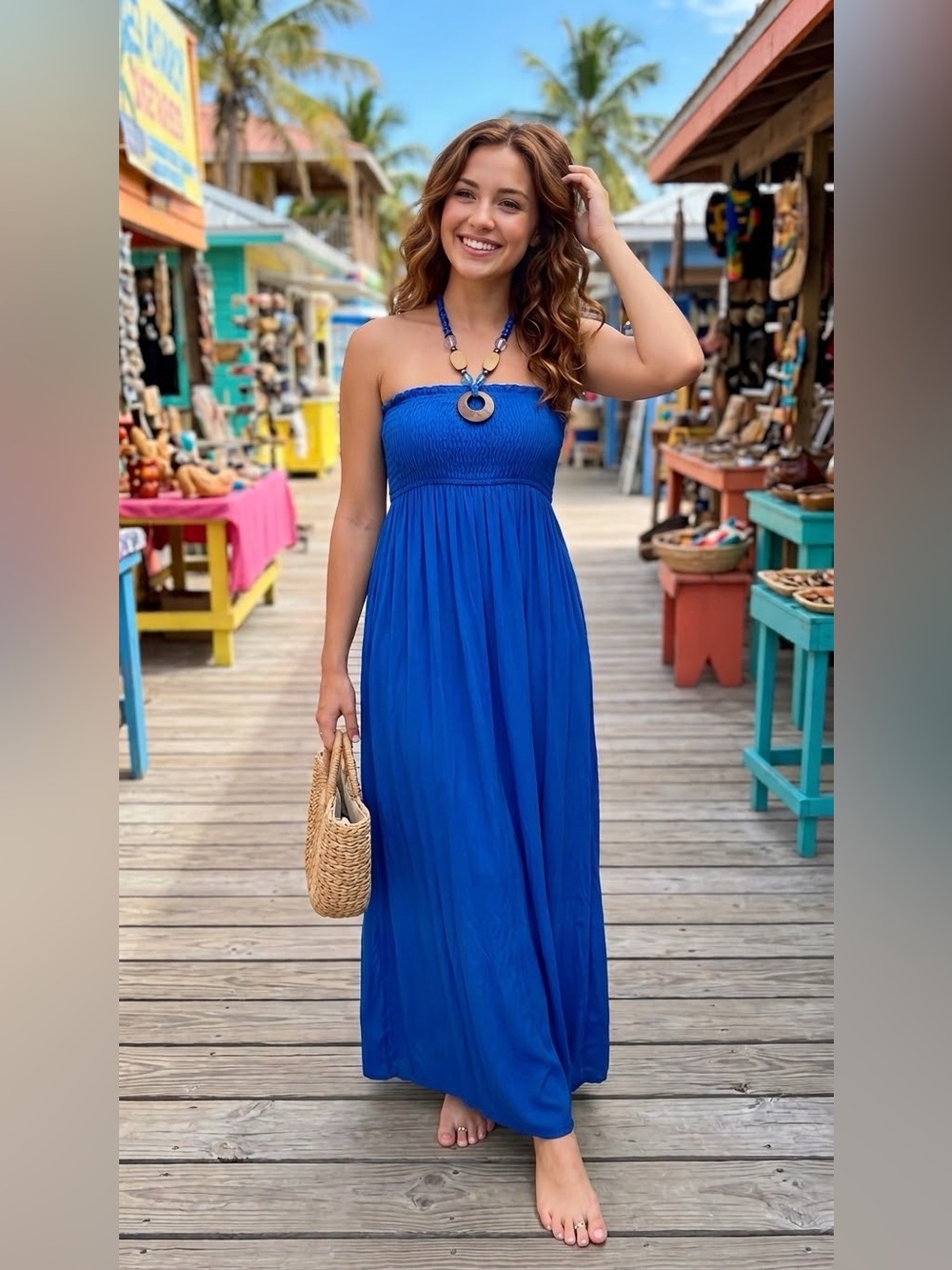 Just Love Strapless Maxi Dress in Royal Blue
